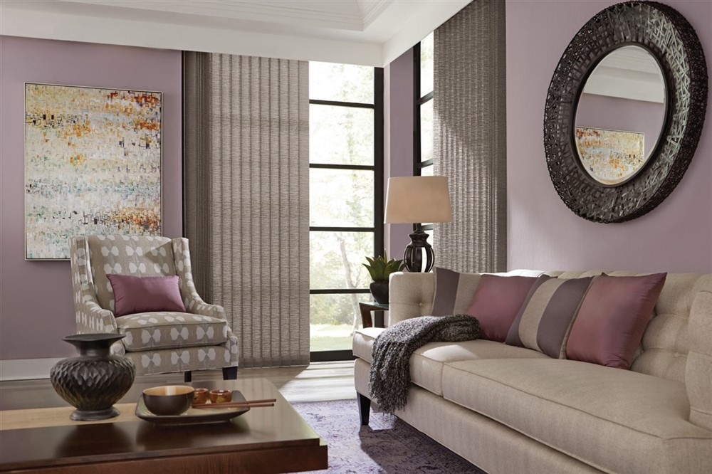 Beautiful Living Room Vertical Blind Window Treatment